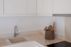 The marble worktop in the kitchen